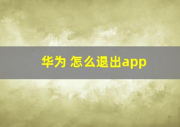 华为 怎么退出app